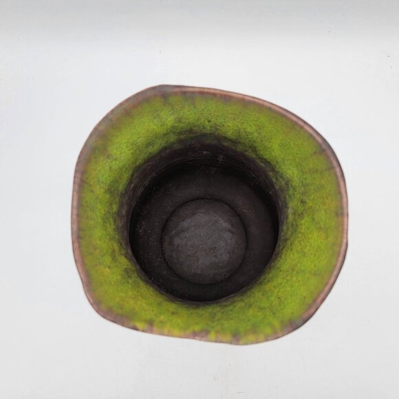 Royal Haeger 1970s Modern Deco Art Pottery Lime Peel Green Lava Glaze Vase 4207 - Picture 3 of 5